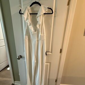 Lulu's White Ruffled Jumpsuit